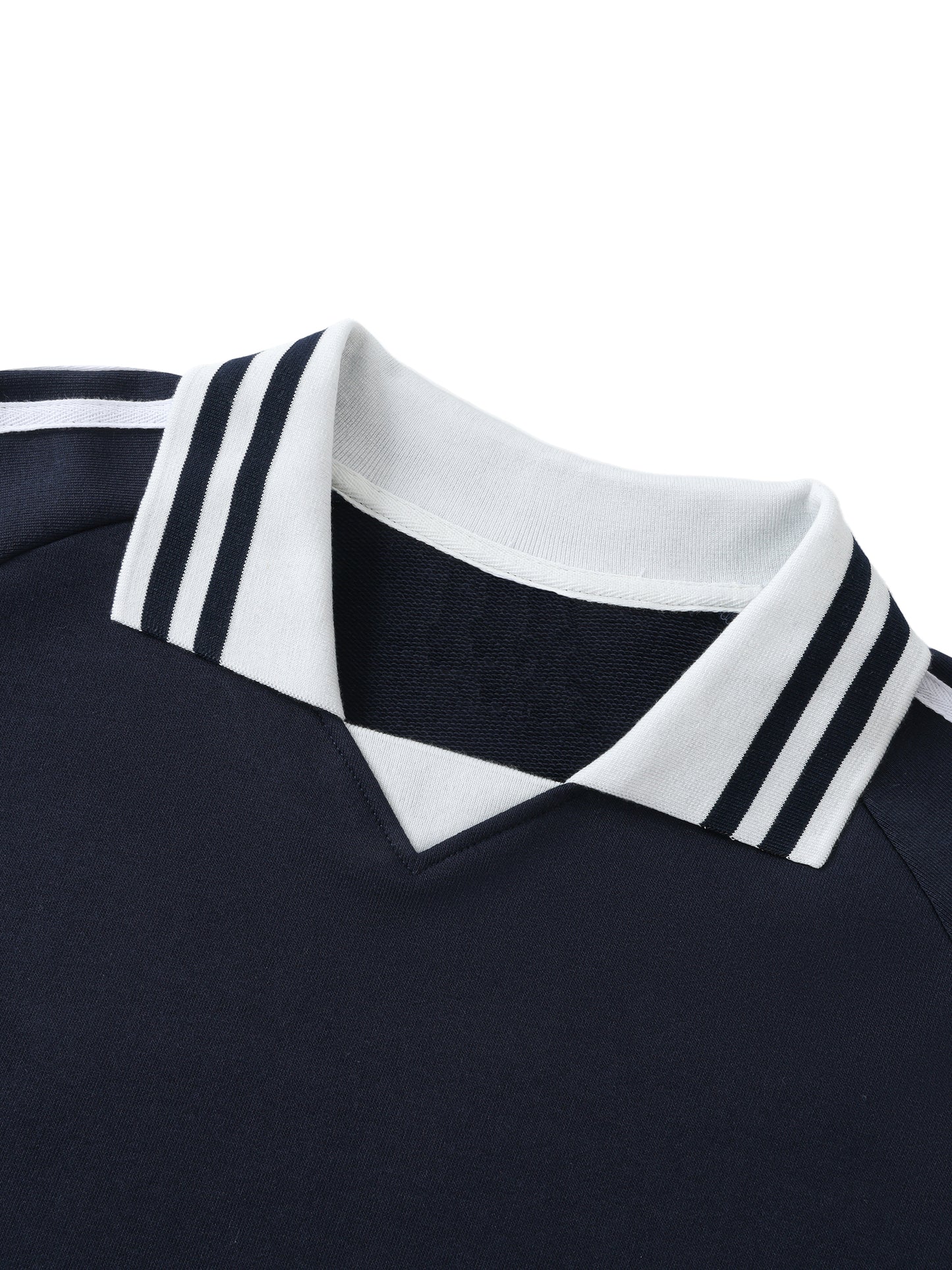 Contrast Striped Lapel Collar Sweatshirt