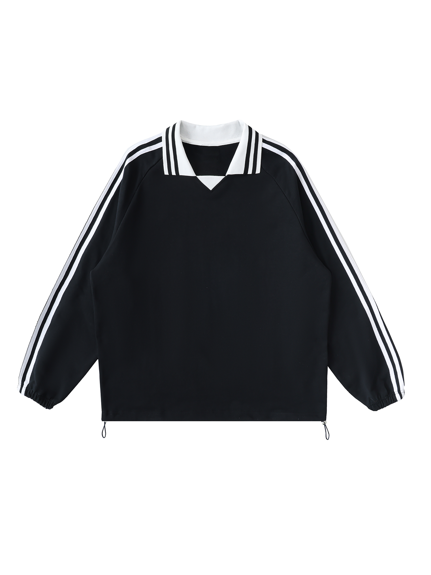 Contrast Striped Lapel Collar Sweatshirt